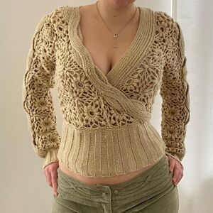 Morgan de Toi Beige V-Neck Sweater